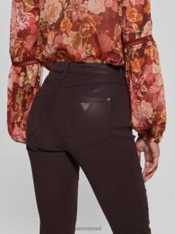 GUESS נשים ג'ינס סקיני מצופה 1981 F8RV263 לבוש מולטי חום עשיר