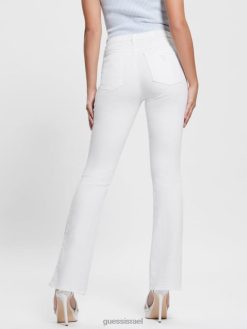 GUESS נשים ג'ינס סקסי מתרחב F8RV24 לבוש לבן טהור
