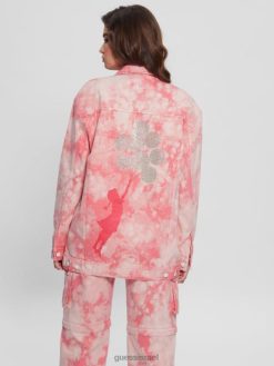 GUESS נשים ז'קט ג'ינס במידות גדולות F8RV216 לבוש צבע עניבה ורוד בוקר