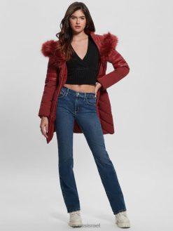 GUESS נשים ז'קט מרופד אקולוגי אוקסנה F8RV1886 לבוש מיץ סלק אדום