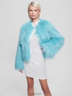 GUESS נשים ז'קט נורה מלאכותי F8RV1976 לבוש 427 כביסה למדנית