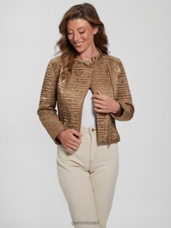 GUESS נשים ז'קט קווילט ימי F8RV1983 לבוש מולטי חול רטוב