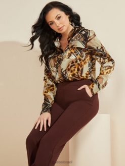 GUESS נשים חולצת התמצית F8RV1627 לבוש קווי נמר