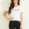 GUESS נשים חולצת לוגו עם אזיקים אקולוגיים F8RV1041 לבוש לבן טהור