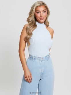 GUESS נשים חולצת צווארון מדומה של אקו shayna F8RV1466 לבוש אוויר צח