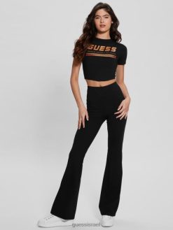 GUESS נשים חותלות אגי מתלקחות F8RV2050 לבוש שָׁחוֹר