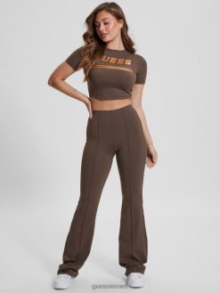 GUESS נשים חותלות אגי מתלקחות F8RV2055 לבוש קפה שחור