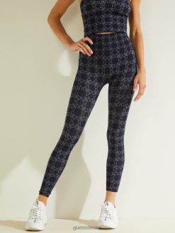 GUESS נשים חותלות בהדפס לוגו של דלה F8RV2373 לבוש 4 גרם ג'קארד ימי