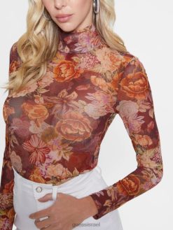 GUESS נשים חלק עליון מודפס אקו קאמריה F8RV1615 לבוש הדפס שטיח דיגיטלי מא