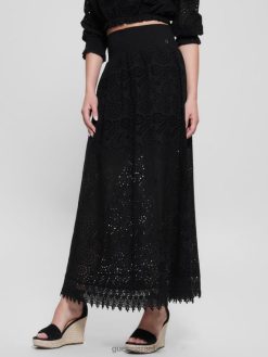 GUESS נשים חצאית ארוכה של sangallo rafa F8RV2023 לבוש שָׁחוֹר