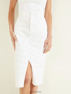 GUESS נשים חצאית ג'ינס של אמרסון F8RV248 לבוש לבן פלורידה