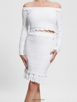 GUESS נשים חצאית דטה פוינטלה אקולוגית F8RV2027 לבוש לבן טהור