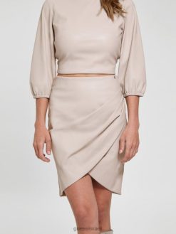 GUESS נשים חצאית דמוי עור של מריאן F8RV2372 לבוש אבן נחל חיוורת