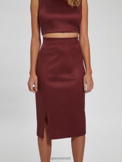 GUESS נשים חצאית זמש מזויף מיראבל F8RV2331 לבוש יין מיסטי