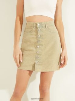 GUESS נשים חצאית מידי קובייה F8RV114 לבוש צבע קוביית צהוב