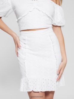 GUESS נשים חצאית מיני עילית aini F8RV1994 לבוש לבן טהור