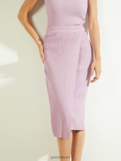 GUESS נשים חצאית סוודר של איווט F8RV2455 לבוש פשתן לילך