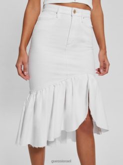 GUESS נשים חצאית עיפרון ג'ינס מרינלה F8RV43 לבוש לָבָן כְּשֶׁלֶג