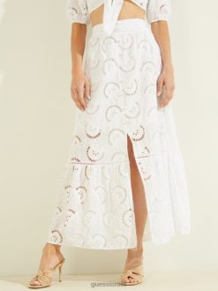 GUESS נשים חצאית smeralda F8RV2381 לבוש לבן טהור