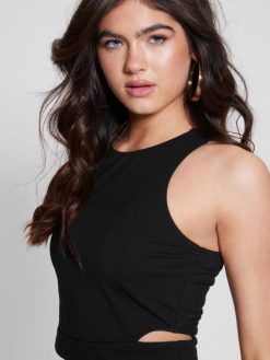 GUESS נשים טופ חיתוך אקולוגי shayna F8RV933 לבוש שָׁחוֹר