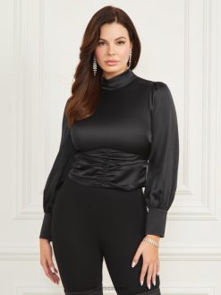 GUESS נשים טופ ליברטין F8RV1632 לבוש שָׁחוֹר