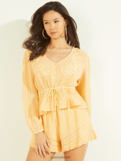 GUESS נשים טופ עדשה F8RV1650 לבוש חמאה תירס מולטי