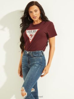 GUESS נשים טי לוגו משולש אקולוגי F8RV1704 לבוש יין מיסטי