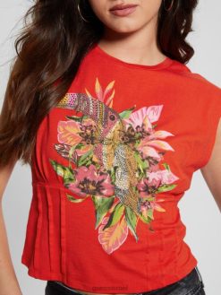 GUESS נשים טי מחוך טרופי F8RV1021 לבוש g539