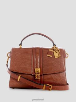 GUESS נשים ידית עליונה במרקם ג'ינברה F8RV2825 תיקים קוניאק