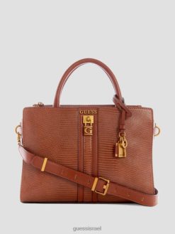 GUESS נשים ילקוט חברה עילית במרקם ג'ינברה F8RV2835 תיקים קוניאק