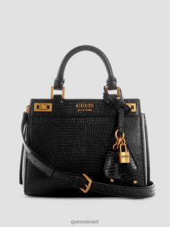 GUESS נשים ילקוט מיני לטאה קייטי F8RV3259 תיקים הדפס פרחוני שחור