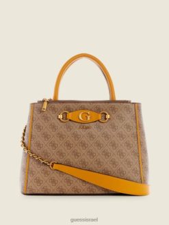 GUESS נשים ילקוט סטטוס לוגו izzy F8RV2892 תיקים ג'ון/צהוב לימון