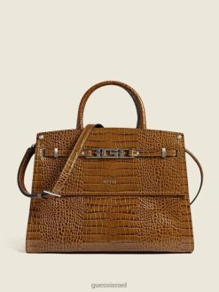 GUESS נשים ילקוט עור כריסטינה קרוק F8RV3265 תיקים רב ירוק ורוד לבן