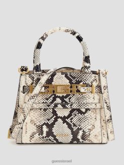 GUESS נשים ילקוט עור קטן כריסטינה F8RV3275 תיקים פטנט לבן