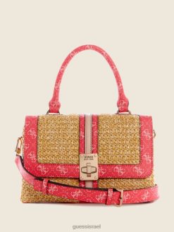 GUESS נשים ילקוט עם ידית עליונה של kasinta raffia F8RV2997 תיקים כביסה בקאלי