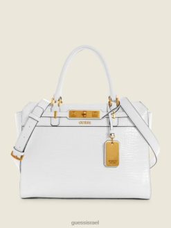 GUESS נשים ילקוט תנין עם תבליט ראפי F8RV3269 תיקים מולטי לבן