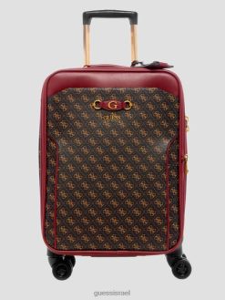 GUESS נשים מזוודת izzy 8 גלגלים F8RV3192 תיקים לוגו חום/מרלו