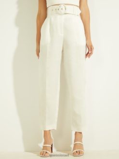 GUESS נשים מכנס היילי אקולוגי F8RV2327 לבוש פנינה חיוורת