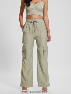GUESS נשים מכנס מטען אקולוגי שנטל סאטן F8RV2033 לבוש רב שרך מאובק
