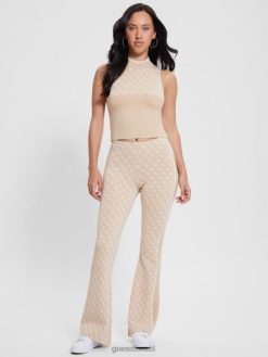 GUESS נשים מכנס סוודר לוגו lise quattro g F8RV2001 לבוש שילוב של שמנת ואיירית