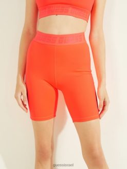 GUESS נשים מכנסי אופנוענים של איילין F8RV2383 לבוש שונית כתומים