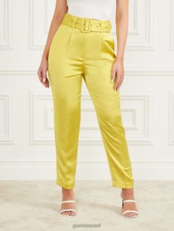 GUESS נשים מכנסי האטלס החדשים F8RV2119 לבוש ברק ירוק