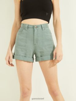 GUESS נשים מכנסי מטען אקולוגיים של ריאן F8RV2221 לבוש מולטי צהבהב מאובק