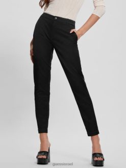 GUESS נשים מכנסי סאטן של זואי F8RV2038 לבוש מולטי שחור ג'ט