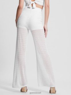 GUESS נשים מכנסי סוודר רחב רגליים של יסמינה F8RV1997 לבוש יונה לבן