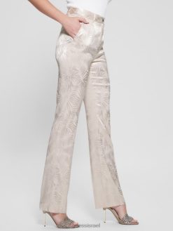 GUESS נשים מכנסי צ'ינו הולי ג'קארד F8RV2267 לבוש צדפת פנינה