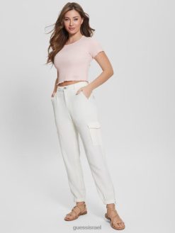 GUESS נשים מכנסי קרגו של bowie chino F8RV1998 לבוש מולטי שמנת לבן