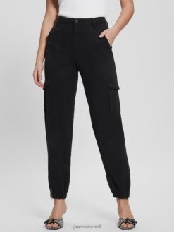 GUESS נשים מכנסי קרגו של bowie chino F8RV2098 לבוש מולטי שחור ג'ט