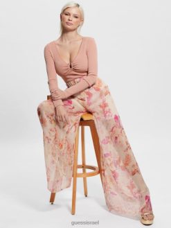 GUESS נשים מכנסי רגליים רחבות של רוקסן F8RV2316 לבוש כבש מחדש את הרומנטיקה