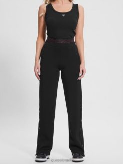 GUESS נשים מכנסיים אקטיביים בסריג צלילה אקולוגי aletha F8RV2040 לבוש שָׁחוֹר